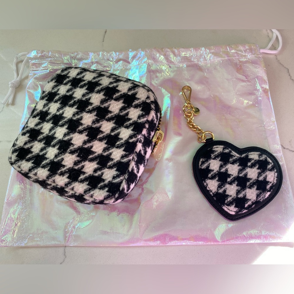 Stoney Clover Lane houndstooth and heart key chain set.
